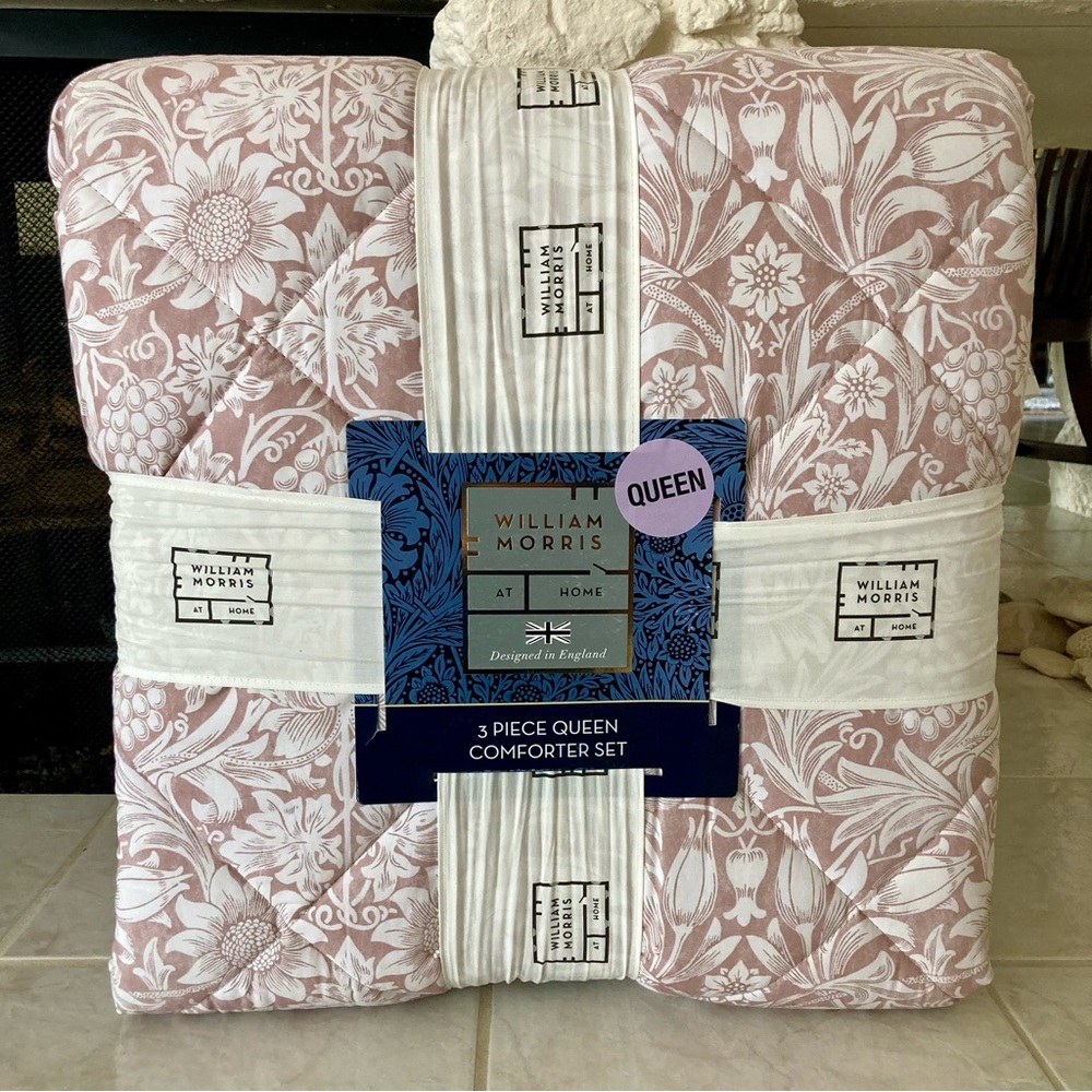NWT William Morris- Home Sunflower Clay in Dusty Pink Floral Queen Comforter Set